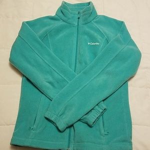 Columbia teal fleece jacket sz medium